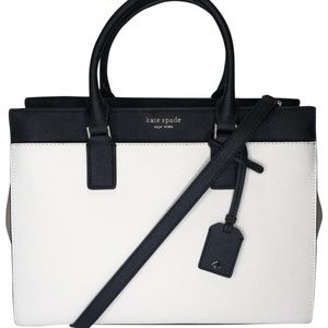 Kate Spade Cameron Lrg White/ Black/ Beige Satchel